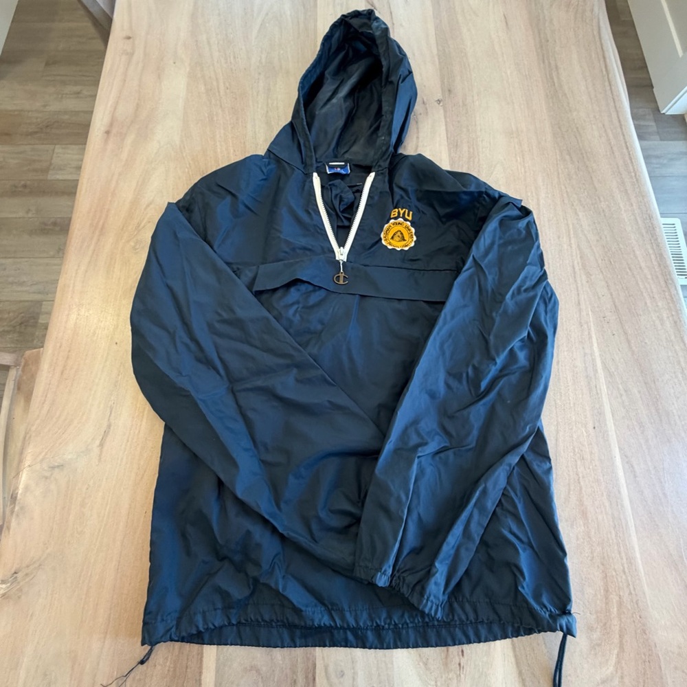 Vintage BYU Champion Windbreaker Pullover Brigham Young University Hooded Size S